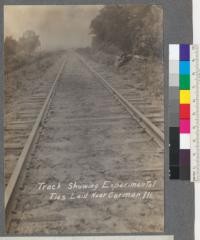 Track showing experimental ties laid near Carman, Illinois. No. 4. A view of experimental track where experimental ties are laid, referred to in views 1, 2, and 3