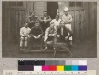 1923 Class - Camp Califorest - cook Harry Falls and mascot. Hansen, Bower, Grasovsky, Falls, Gevorkiantz, Maclay, Rutherford, Graham