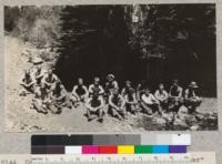 Camp Califorest. Lunch time at "first water" on the road to the Middle Fork. Trip to study brush fields. E. F. July, 1931