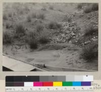 Bulkhead #1, University of California Experimental Pasture, Shasta County. Sediment accumulating above bulkhead. Nov. 20. 1934