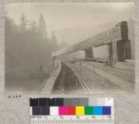 Unloading device of Mendocino Lumber Company on Big River. June 1923