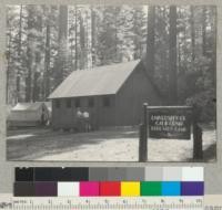 Camp Califorest. New bathhouse and camp sign. "D" section of tents in background. July, 1939. Emanuel Fritz