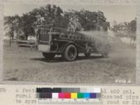 A feature of the Hirst Fageol 400 gal. rural fire truck is the perforated pipe to spray down the sides of a road or fire motor way. W. Metcalf. May 1931