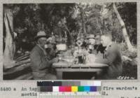 An important part of the local fire warden's meeting in Trabuco Canyon. 1932. Metcalf