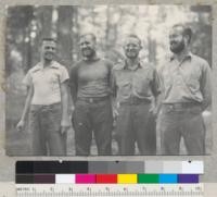 Camp Califorest. The bearded assistants. Left to right: Joranson, Espenas, Janecek, and Seale. July 12, 1939. Emanuel Fritz