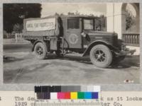 The demonstration fire truck as it looked 1929 on the last day in Sutter County [sic; Sutter Creek is in Amador County]