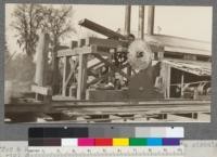 Coffer [sic] & Melville Mill in course of erection. Single circular (with top rig) saw. Rope drive carriage. Willits, Calif. April 1920. E.F