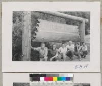 Tulare Seniors at the new Whitaker's Forest sign. Skip, Frances Wilson, Dickie Wilson, Jim Andreas, Virginia Andreas, & a leader