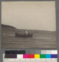 Portable folding canvas boat 12 ft. long, with wire ribs. Weight about 30 pounds. Douglas Lake, Michigan. August, 1909