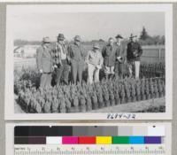 Ray Hartman, Werder, Tillotson, Morris, Burton, Evans and Van Rensselaer with fine lot of potted Chamaecyparis lawsoniana elwoodii