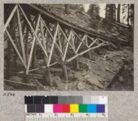 Trestle-showing bracing and method of stepping into bank - Madera Sugar Pine Lumber Company. 1923