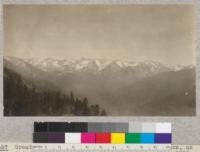 Great Western Divide, along Kaweah headwaters, as seen from Moro Peak, Sequoia National Park. January, 1926