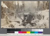 Caterpillar tread, Steam Shovel, Marion, Model 21. Alongside railroad fill. Weed Lumber Company, Weed, California. June, 1920. E. F