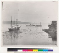 (After using please return to: Arnold F. Wallen, Hammon, Jensen & Wallen, Mapping & Forestry Services, 1209 8th Ave., Oakland, California.) Redwood Region - California; Mendocino City, Mendocino County. Loading lumber schooners at the Mendocino Landing. During earlier days along the Redwood Coast the mills were generally located at the mouth of a stream, and the lumber went to market by ship. The Mendocino Lumber Company was founded in 1852 by Harry Meiggs. Known at the time by the name Meigg's Mill, it was the first major commercial development in the Redwood Region. Harry Meiggs later left for South America just one jump ahead of the Sheriff and the irate townspeople of San Francisco