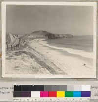 Arrow head formed by vegetation on bluff along State Highway near Laguna Beach, Orange County. 1938