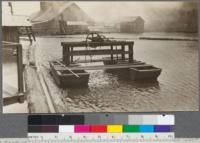 Sinker machine (catamaran) for recovering sinker logs. Note boat construction. Northwestern Lumber Company, near Willits, California. April, 1920. E.F