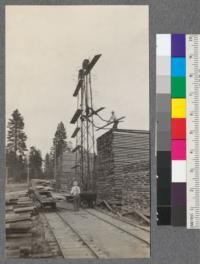 Hilky [sic] lumber piling machine. McCloud River Lumber Company, McCloud, California. June, 1920. E.F