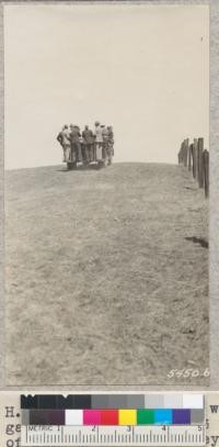 The 90 H.P. Fageol Fire truck with full tank of 400 gallons of water and 13 men climbed to top of Bald Peak in Berkeley Hills without difficulty. It has a 12 speed transmission. W. Metcalf - July 1931