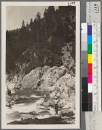 Blair and Geary fishing in big pool below entrance of Bear Creek into Middle Fork. (Feather River)