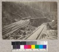 Trestle take-off at foot of incline, Campbell Creek - Union Lumber Company. 1923