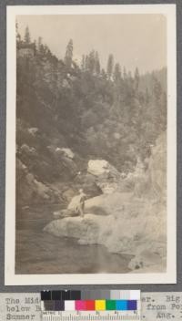 The Middle Fork, Feather River. Big pools below Bear Creek. 12 miles from Forestry Summer Camp site. Plumas County. Aug. 1917. Met