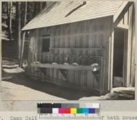 Camp Califorest. North side of bath house (built 1935) showing wash stand. 6/19/36 E.F