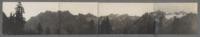 Snoqualmie National Forest Washington. Panorama of saw tooth ridge behind Monte Cristo mining camp. Main range Cascade Mountains. Timber shown is mostly Mountain Hemlock