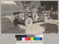 State fire truck No. 4 from Ukiah at the demonstration in Berkeley Hills, Fire Prevention Week, 1929