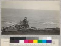 Union Landing, north of Westport, Mendocino County, California. Piles of redwood cross ties in foreground. E. Fritz, June 1929