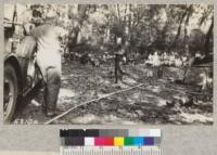 Fairbank talks on care of machinery and equipment--Fire demonstration, Woodwardia, 1930