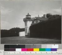 Monterey Cypress hedge at Table Bluff Light Station. The ocean side of hedge shown in #6855. See also 6852-3 and 5. 9/8/40. E.F