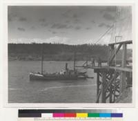 Mendocino Bay, Mendocino, California, Steam schooner "Phoenix"--printed backwards