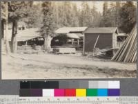 Single circular saw mill - Haun's, near Branscomb, Mendocino County, California. Note small dry kiln to right, used for drying Douglas fir. May, 1920. E. F