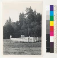 Redwood Region. Weather instrument enclosure at Union Lumber Company, at Camp 2, Ten Mile River, Mendocino County, California. 11-12-42, E.F