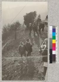 Part of the crowd at the dedication of the Grizzly Peak Lookout Station, Sept., 1924. In the foreground are Professor Gregg and Secretary Charles Keeler of the Contra Costa Hills Protection Committee