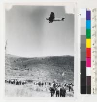 Ford trimotor plane built in 1920's used for forest fire "smoke jumping" demonstration Sept. 13, 1946. Wasatch Mountains near Salt Lake City