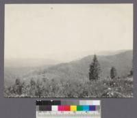 Companion to #2488 taken in 1923. View from Spanish Peak Road toward Middle Fork Feather River Canyon. 7-31-39, E.F