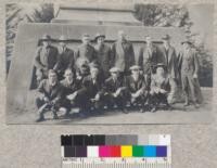 Short course men on field trip to Golden Gate Park, January 1922. Back row: Johnson, Brainerd, Freer, Miller, Eckert, Rice, Lincoln. Front row: Brown, Lang, Wemple, McMurphy, Patterson