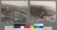 Looking South west from the Campanile. Wheeler Hall in lower right hand corner. 1919