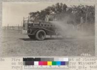 Fire truck built by O. Hirst of Placerville on 90 horsepower Fageol chassis for Winters' rural fire district. Has 400 gal. tank and 150 gallons per minute Viking pump. Complete with 12 speed transmission. The cost is $4500. W. Metcalf. May 1931