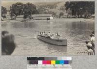 View of the speed boat at Clear Lake. Bathing beach at Clear Lake near Lucerne. 4-H Club, 1930