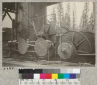 4.3241. Side view of Washington Iron Works wide drum roader [loader?]. Showing steam friction. Spanish Peak Lumber Company. D. Bruce, July 1923