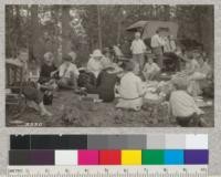 Forest Service picnic at Asheville, N.C., June 8, 1924. Mrs. Frothingham with white hat near left center, Mrs. Korstian and Mrs. McCarthy at right with Mrs. Mattoon in center