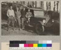 Redwood Utilization Study. Redwood Project assistants: Left to right: Dimmick, Yusk, Davies, Sammi. E. F. July, 1928