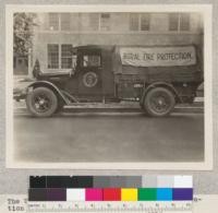 The University Rural Fire Protection demonstration outfit ready to take the road. 1930