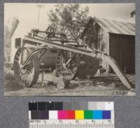 Steel Big Wheel. Made by Reliance Tractor Company of San Francisco. Capacity five tons and a five foot log. For use with tractor. Nov. 1922