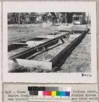 Views of the seedbeds at the H. Nielsen ranch, Empire Grade, Santa Cruz County. The sprinkler system was controlled by an electric clock and valve which could be set so that the seedbeds would be automatically watered hourly, daily, weekly, etc. March 1950. Grah