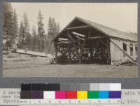 A package of lumber just starting on its 5 and 3/8 mile trip over the tramway to the yards at Gray's Flat. Spanish Peak Lumber Company, Quincy, California. August, 1920. E.F