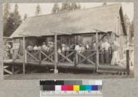 Boys and girls of the Fresno 4-H Club in the "bread line" at the Whitaker's Forest commisary, 1930