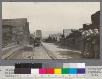 Tilden Lumber Company, foot of University Avenue, Berkeley. October, 1920. Yard is on a broad dock, very crowded. Looking toward shore end. E.F